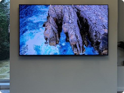 Living room TV wall mount with hidden cables